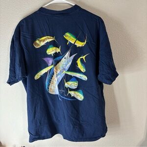 Vintage Guy Harvey Navy Blue Mahi Mahi & Marlin Fish Graphic T-Shirt